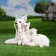 Garden figure "Terrier with puppies" White, 17x20x32cm