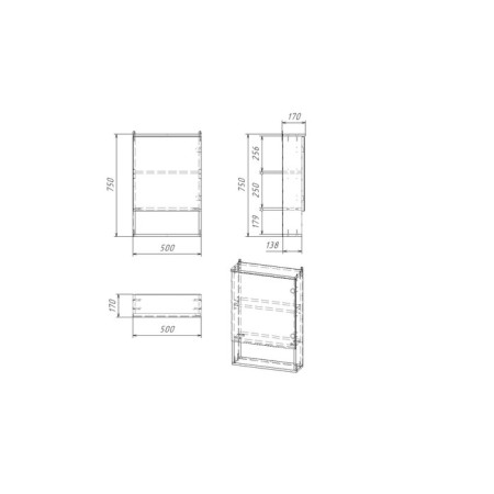 Bathroom mirror "Vega 5002" white, 50 x 13.6 x 70 cm-4