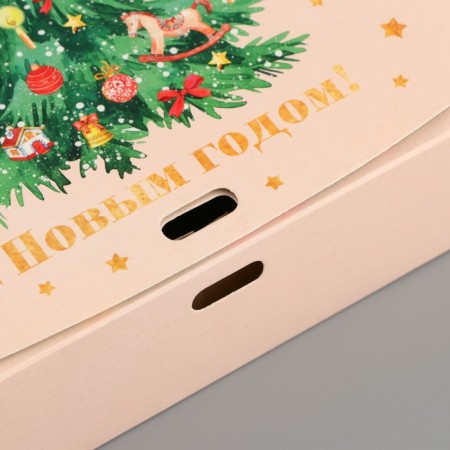 Box folding double -sided "New Year tree", 20 x 18 x 5 cm, without tape, New Year-5