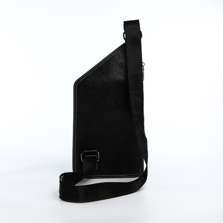 Male sling bag made of artificial leather, black color-3