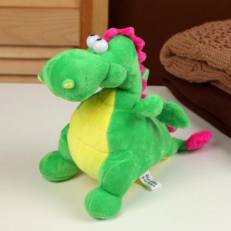 Soft toy "Dragon", with a pink back, 22 cm, green color-2