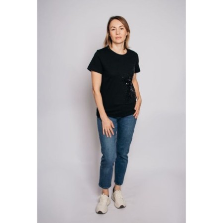 Women's T -shirt Let’s go "Star", size 46, black color-2