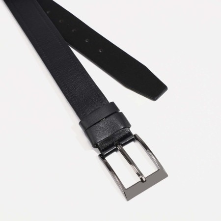 Male belt, width 4 cm, screw, buckle metal, black color-1