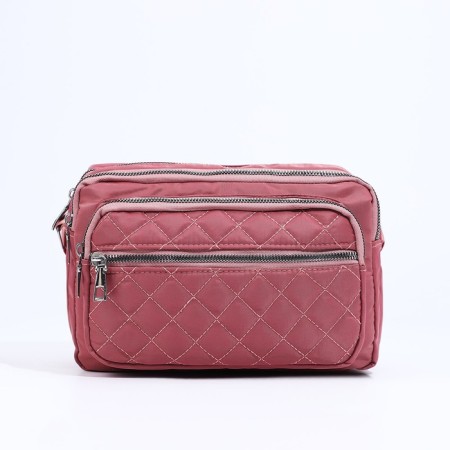 Cross-Bodi Bag with zipper, external pocket, pink color-1