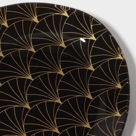 Glass Serving shade "Golden Pen", oval, 24.5 × 15 cm, black color.-3