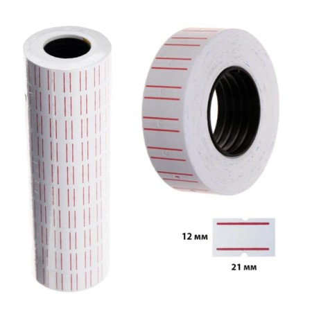 Lenth etiquette 21*12mm, rectangular, white with a red stripe, 1000 labels-1