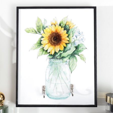 Decorative hooks 2 hooks "Sunflower in a glass jar" 19x24 cm