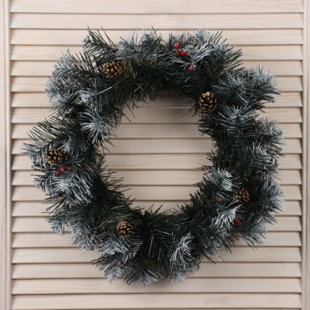 New Year wreath "Christmas snow -white" bump gold+berry 45cm