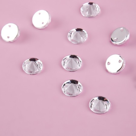Rhinestones are sewing “cone”, from organic glass, d = 8 mm, 50 pcs, white color-1