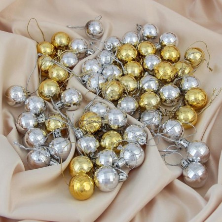 Set of balls plastic D-3 cm, 56 pcs "Triangle" gold silver