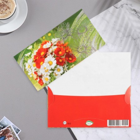Money envelope "Universal" embossing, bouquet, 16.5x8.5 cm
