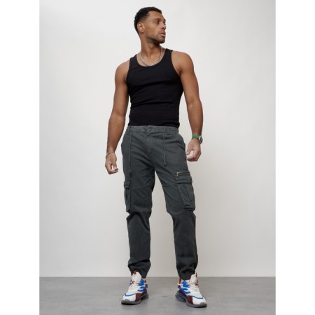 Cargo jeans men, size 48, dark gray color-5