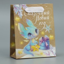 Craft vertical “Dragosh” package, S 12 x 15 x 5.5 cm, New Year