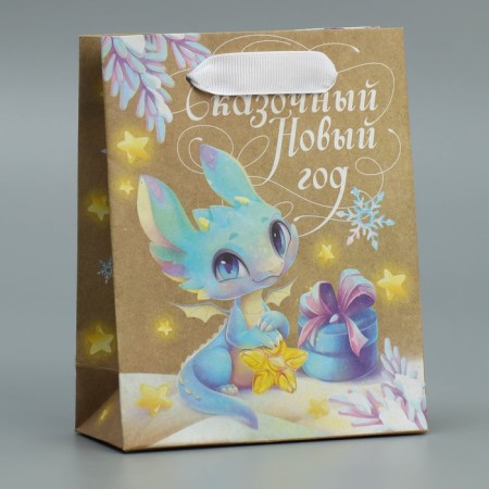 Craft vertical “Dragosh” package, S 12 x 15 x 5.5 cm, New Year