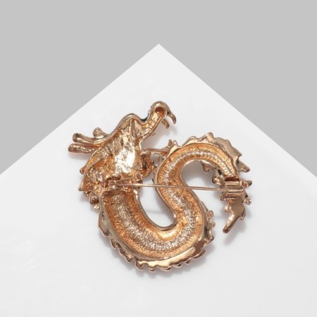 Brooch "Dragon" Bright, brown-green color in gold-2