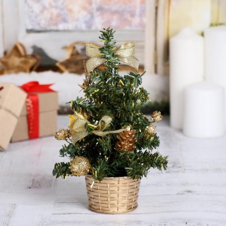 Christmas tree decor "Flowers" 20 cm, gold-2