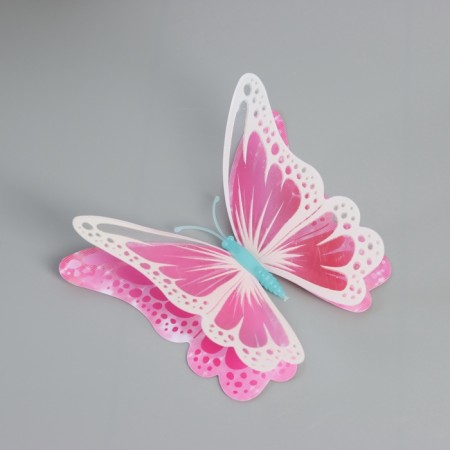 Magnet Plastic glows in the dark "pink butterflies" double wings set 12 pcs-2
