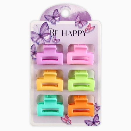 Hair crab be happy, set 6 pcs, 2.5 x 2.5 x 1.5 cm-1