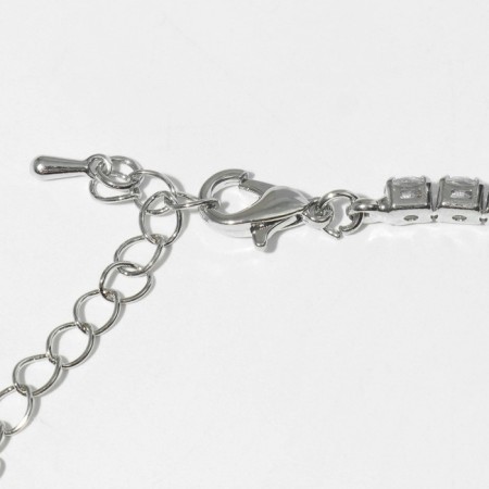 A necklace with rhinestones "ice" classic, white color in silver, 30 cm-1