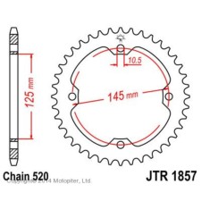 The rear star, driven, JTR1857 for a steel motorcycle, chain 520, 38 teeth
