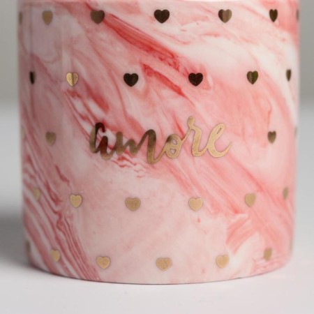 Kashpo ceramic with embossing, a pot of "heart", 8 x 7.5 cm-3
