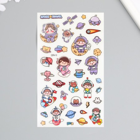 Plastic sticker "kids in space" mix 10x21.5 cm-3
