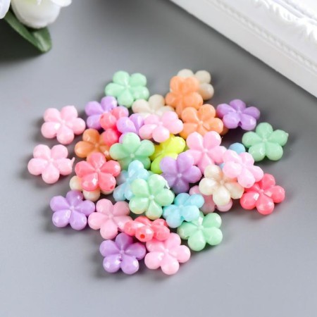 Beads for creativity plastic "Flowers. Pastel colors" set of 38 pcs 15 grams 1.3x1.3 cm
