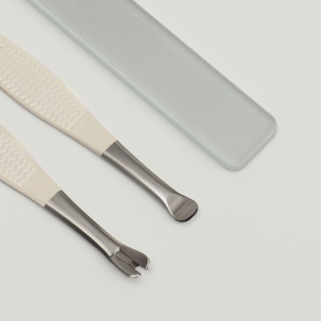 Manicure set, 6 items, in case, beige/peach color-4