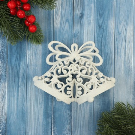 Decoration Christmas tree "bell pattern Lux" 13x10 cm, white