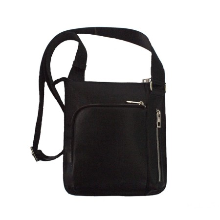Male bag, lightning department, 2 outer pockets, adjustable belt, black color