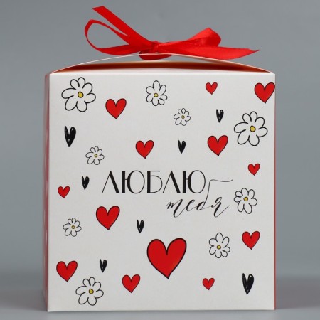 Gift folding box, packaging, “I love you”, 12 x 12 x 12 cm-2