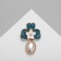Brooch "Flower" double, white-blue color in gold