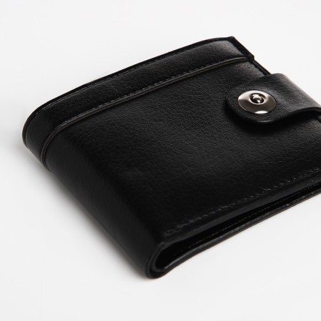 Male purse for magnet, department for bills, for maps, for coins, black color-2