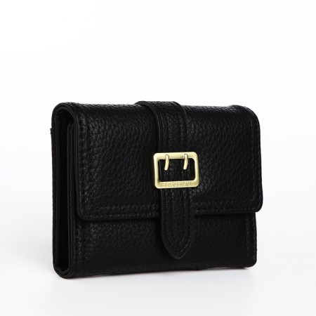 Women's wallet on the button, black color
