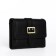 Women's wallet on the button, black color