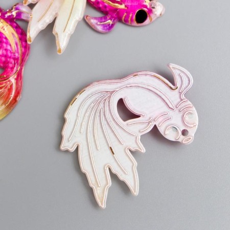 Decor for creativity plastic "Pink fish with a red-yellow tail" with gold 2.5x3 cm-1