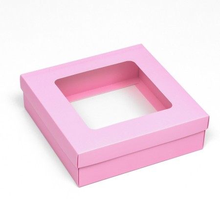 The box is folding, the lid is, pink, with a window 20 x 20 x 6 cm-1