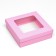 The box is folding, the lid is, pink, with a window 20 x 20 x 6 cm