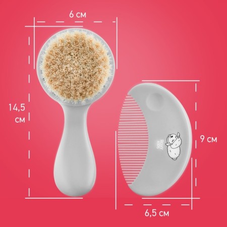 Soft comb, a comb and a scallop with a sheep's wool pile, gray color-5