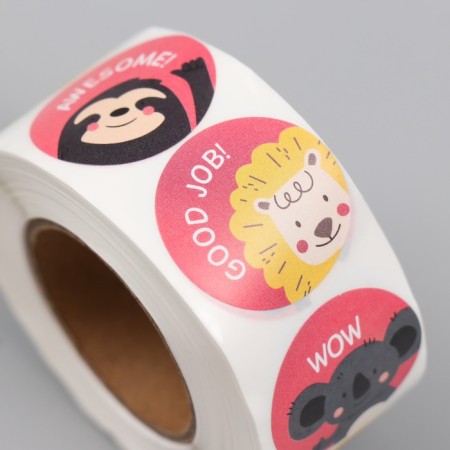 Sticker Paper "Animals. Help" d = 2.5 cm 500 pcs in a roll 3x6.5x6.5 cm-2