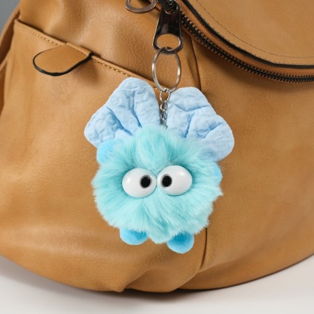 Fluffy on the ring "Masya with a large bow" Blue 12x8x8 cm