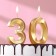 Candle in the cake anniversary "line" (set 2 in 1), number 30, gold metallic, 6.5 cm