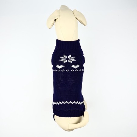 Clothing for dogs. Knitted sweater with "New Year" ornament, blue, size XL-4