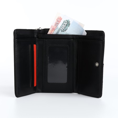 Women's wallet on the button, black color-5