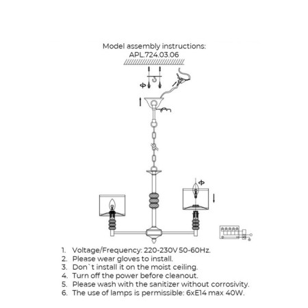 Suspended chandelier Franula E14 240W-15