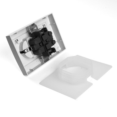 2-seater s/s outlet with a lid, Stekker series Erna, PST16-9015-01, White-5