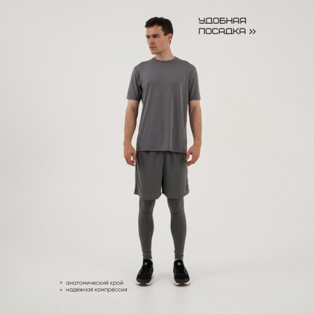 Men's t -shirt with inserts, basic, size m (48), gray color-1