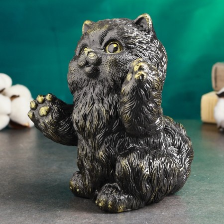 The piggy bank "joyful cat" is black, gold, 20cm-3