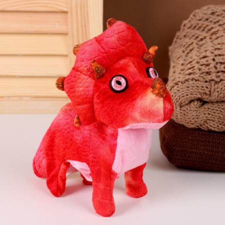 Soft musical toy "Dinosaurus", 16 cm, red color-1