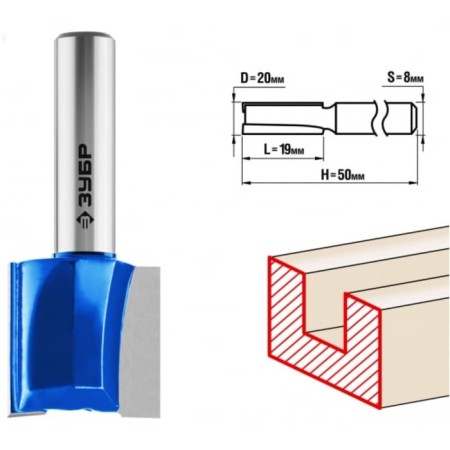 Frases groove bison 28753-20-19, straight, shank d = 8 mm, 20 x 19 mm